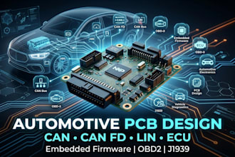 design custom automotive can lin bus pcb, ecu, can fd, obd2 firmware