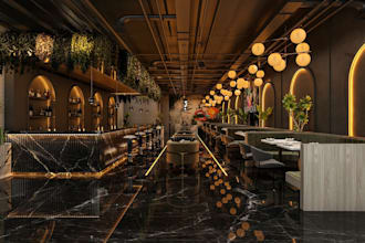 redesign interior design of commercial restaurant, office,cafe, lounge 3d render