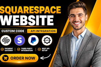 build squarespace website, add custom code, rest api third party api integration