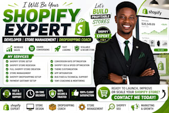 be your shopify expert, shopify developer, store management, shopify design