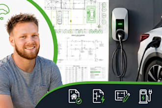 ev charger permit drawings, electrical ev plans, ev cad, site plan drafting
