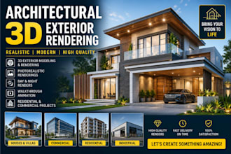 design exterior render 3d architecture rendering of house, warehouse, commercial