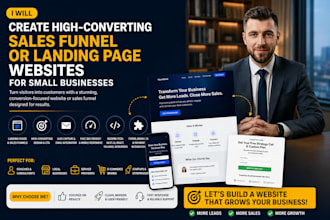 create high converting sales funnel, landing page websites for small business