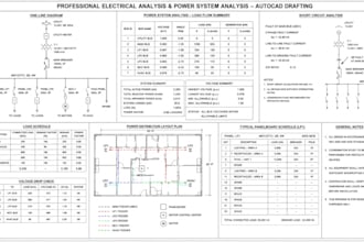 electrical load analysis power lighting panel system autocad drafting nfpa 13