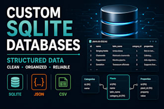 create a custom sqlite database with structured data for your app or website