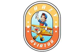 design fun cartoonist aviation mechanic logo