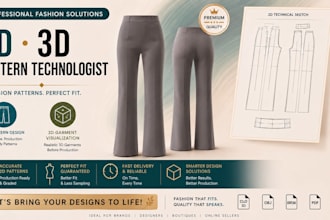create 2d and 3d garment patterns and tech packs