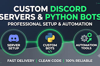 build discord servers, bots and python automation tools