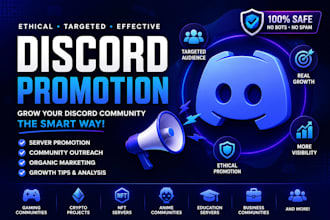 promote your discord gaming, anime, crypto server, organic growth to real users