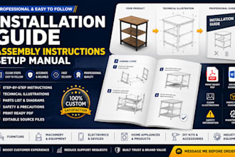 create a professional installation guide, assembly instructions and setup manual