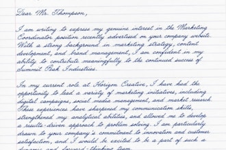 handwrite anything in my cursive handwriting style