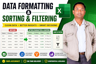 do data formatting, sorting and filtering on excel data