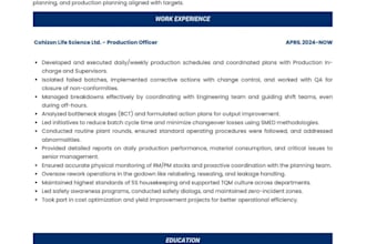 create an ats friendly chemical engineering resume