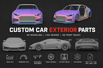 3d car model widebody kit custom car part rc  autocad 3d print stl in solidworks