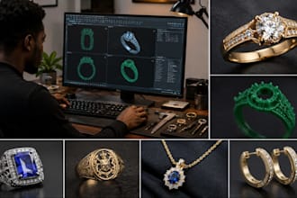 design custom jewelry cad ring pendant necklace bracelet rhino 3d stl render
