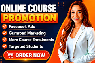 do online course promotion, facebook ads campaign and gumroad marketing