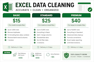 clean, format, merge and split excel data