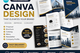 proposal graphics brochure catalog menu newsletter company profile canva layout