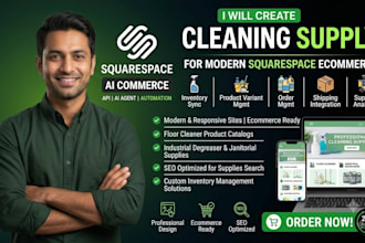 build cleaning supply website janitorial material industrial squarespace website