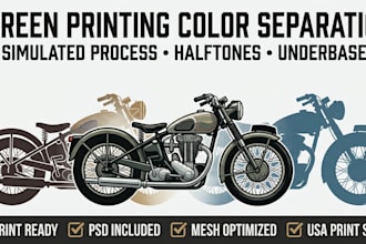 professional color separation for screen printing with halftones
