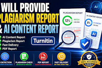 provide plagiarism report and ai content report