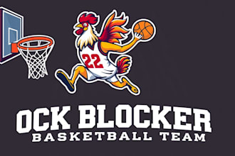 create rooster basketball logo with unlimited revisions