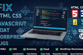 fix HTML CSS javascript bootstrap react and wordpress bugs