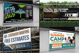 design billboard, yard sign, outdoor signage, signboard, or vinyl banner