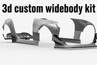3d widebody kit, car body kit, stl, step, iges file, car bumper, fender, spoiler