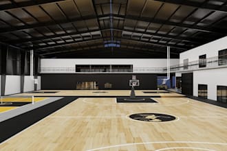 remodel indoor sport arena,basketball court design,multi sport turf field render