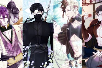 draw webtoon, manhwa or anime style illustration, yaoi