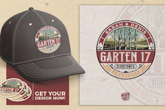 design badge, patches, logo for dad hat, cap, snapback in 24 hours