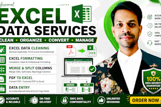 do excel data cleaning, formatting, merge, split, PDF to excel, data entry