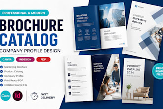 create marketing agency catalog canva indesign brochure pdf design