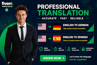 spanish to  english to spanish, spanish to english, english to german andgerman