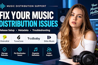 be music manager, fix and distribute on distrokid, cd baby, tunecore, ditto