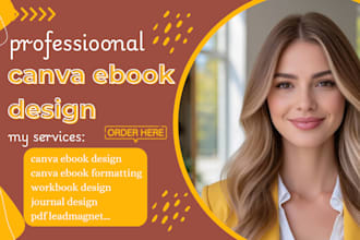 canva ebook design, pdf leadmagnet, journal, workbook design, book formatting