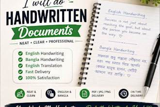 create aesthetic handwriting in english or bengali