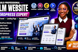 develop MLM wordpress website, sales funnel, landing page and email automation