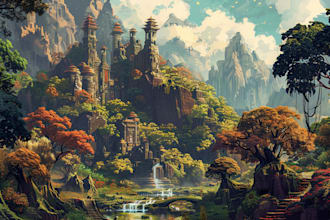draw a natural landscape and background illustration