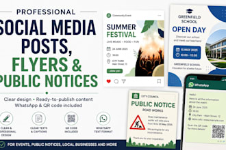 create professional social media posts, flyers and public notices