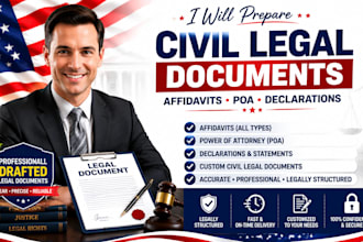prepare civil legal documents including affidavits, poa, and declarations