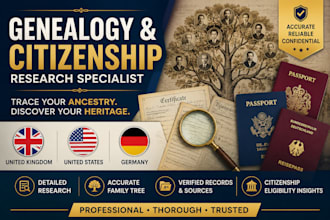 do traditional genealogy research and citizenship research for germany, UK, US