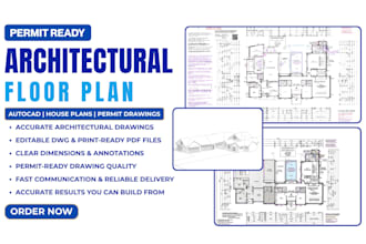draw architectural floor plans, permit drawings, house plans in autocad