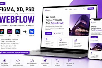 convert figma, adobe xd or PSD to responsive webflow website