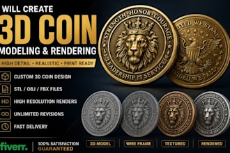 create custom stunnig 3d coin challenge and collectible coin renders stl