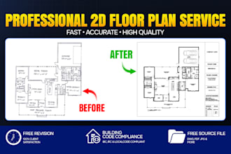 redraw 2d floor plans and city permit drawings in autocad