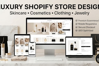 luxury skincare shopify store clothing, jewelry, and cosmetic shopify store