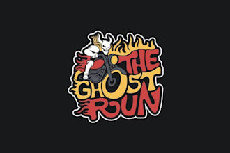 design ghost run motorcycle race logo for you