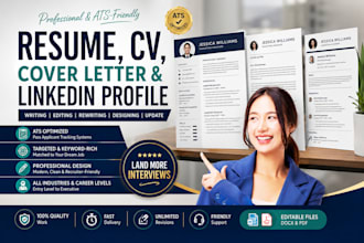 write edit rewrite ats resume cover letter cv linkedin profile update resume ats